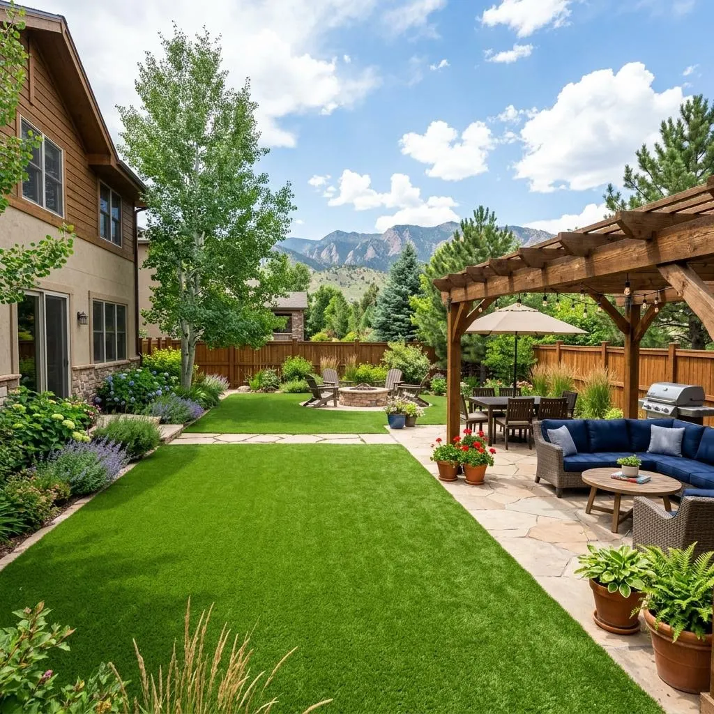 Backyard turf installation
