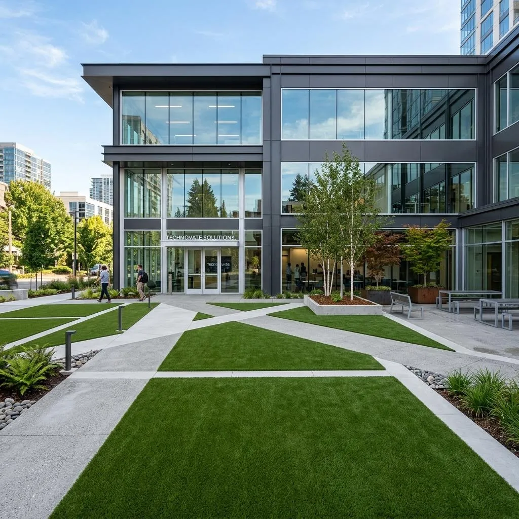 Commercial artificial turf installation
