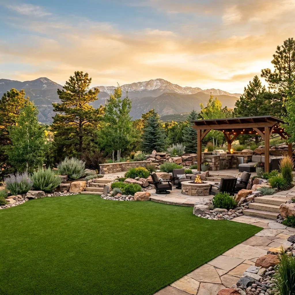 Premium artificial turf installation in a Colorado Springs backyard
